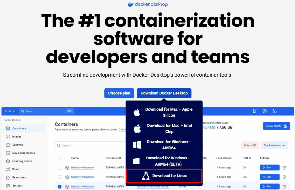 docker download for linux