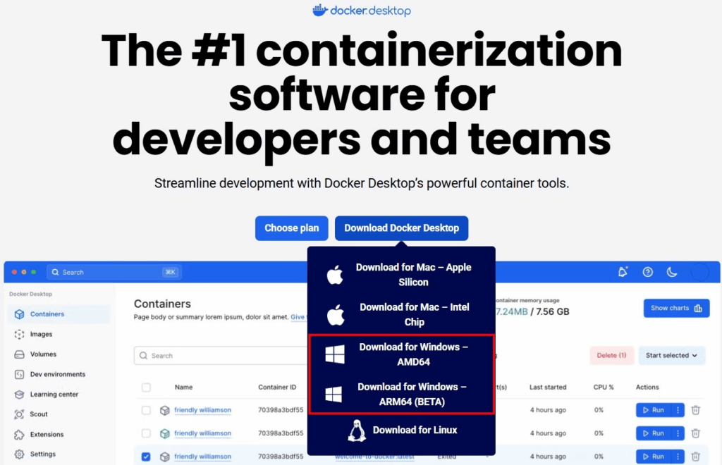 docker download for windows