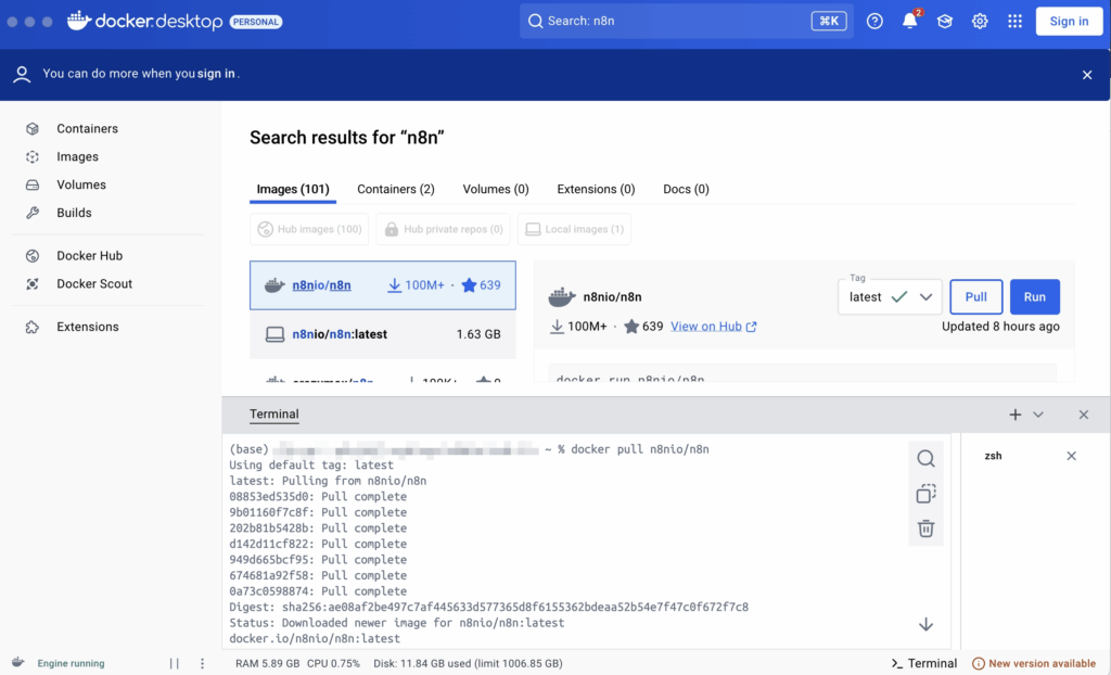 用 Docker 快速部署 n8n 自動化工作流平台【新手也能快速上手】【n8n 基礎篇02】操作畫面