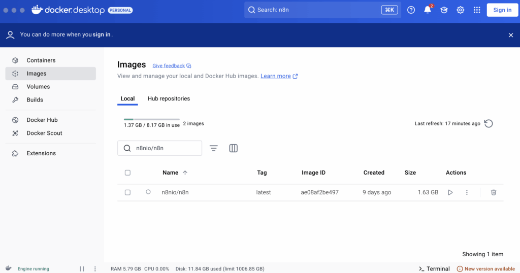 用 Docker 快速部署 n8n 自動化工作流平台【新手也能快速上手】【n8n 基礎篇02】操作畫面
