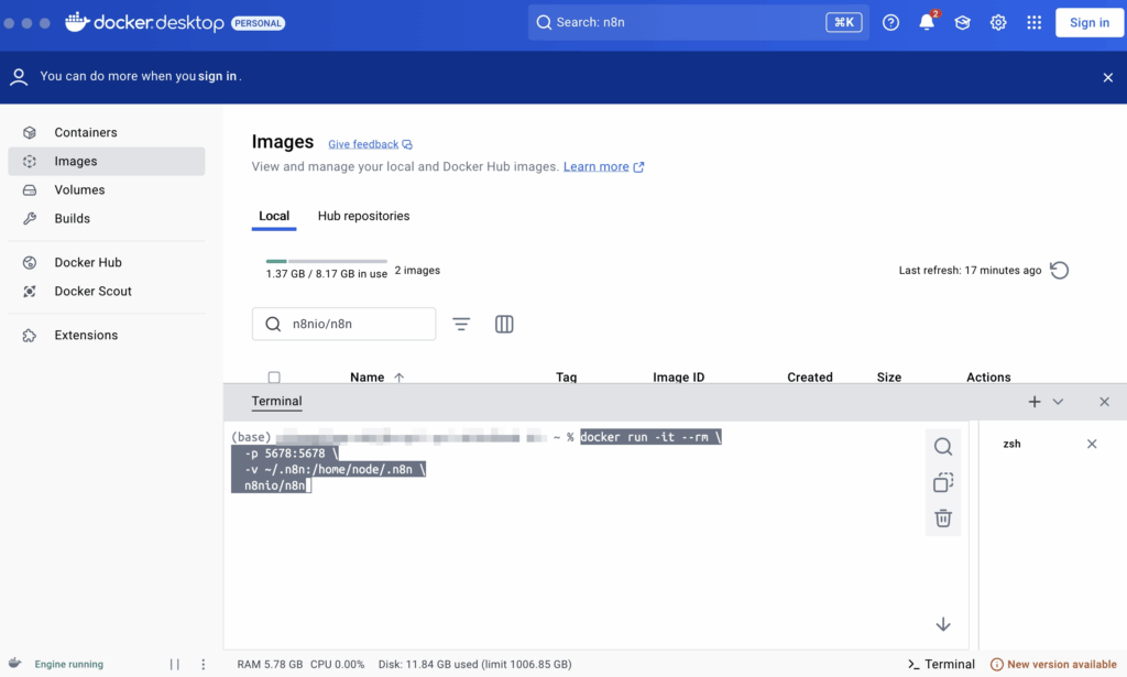 用 Docker 快速部署 n8n 自動化工作流平台【新手也能快速上手】【n8n 基礎篇02】操作畫面